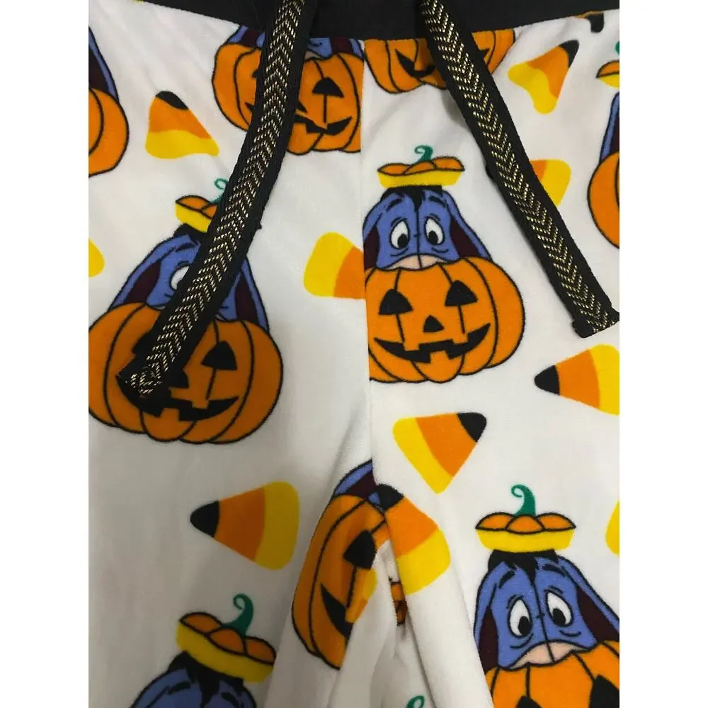 Disney Halloween Lounge Pants Size L White Orange Eeyore Pumpkin Winnie the Pooh - Picture 3 of 16